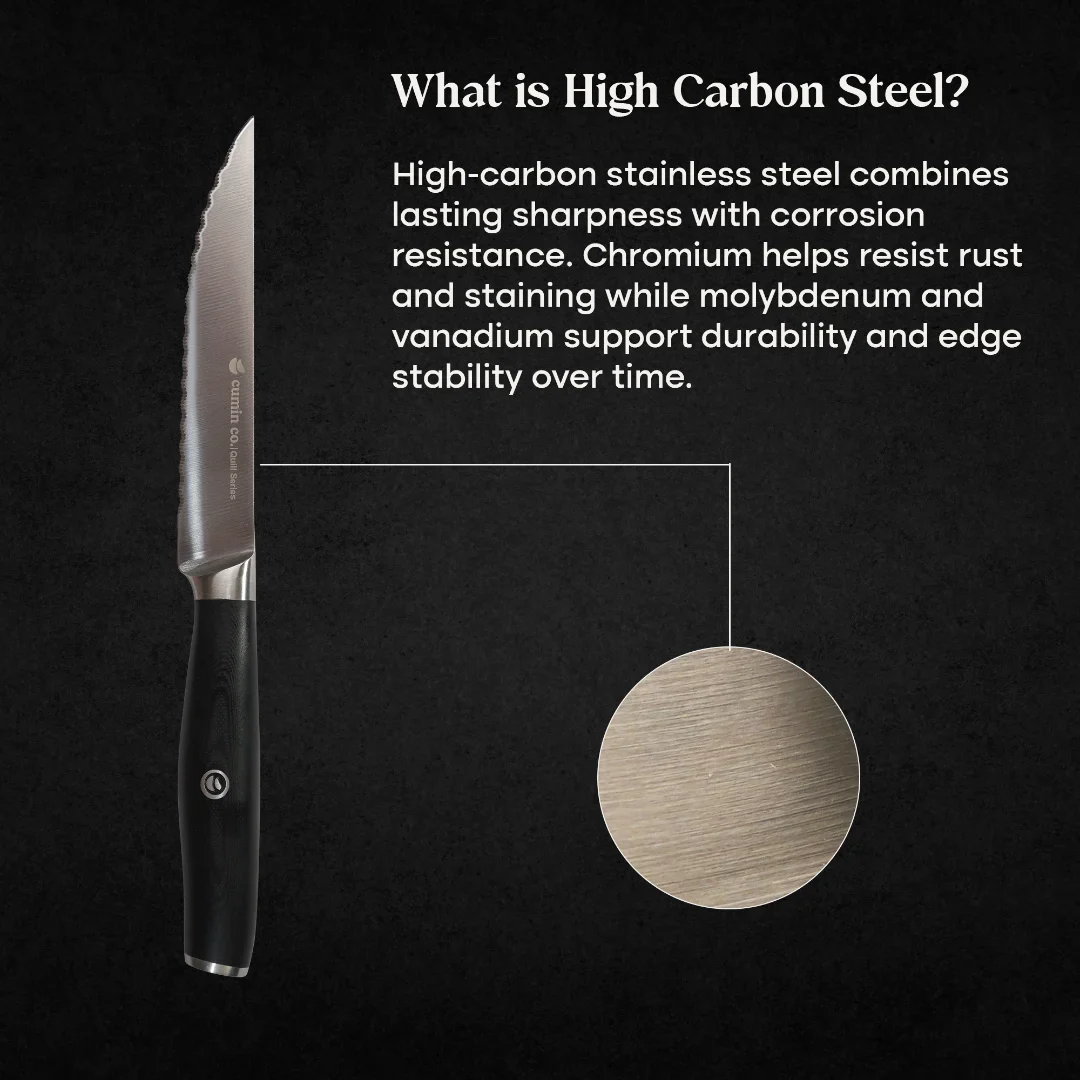 5" High Carbon Stainless Steel Steak Knife - Image 4