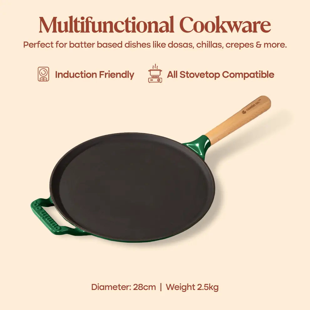 No. 11 Enamel Cast Iron Dosa Tawa (28cm) - Image 16
