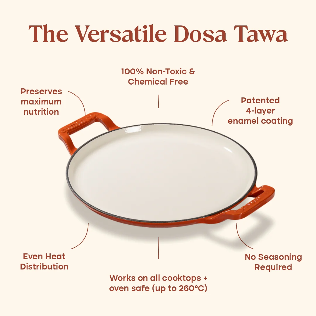 No. 11 Enamel Cast Iron Dosa Tawa (28cm) - Image 17