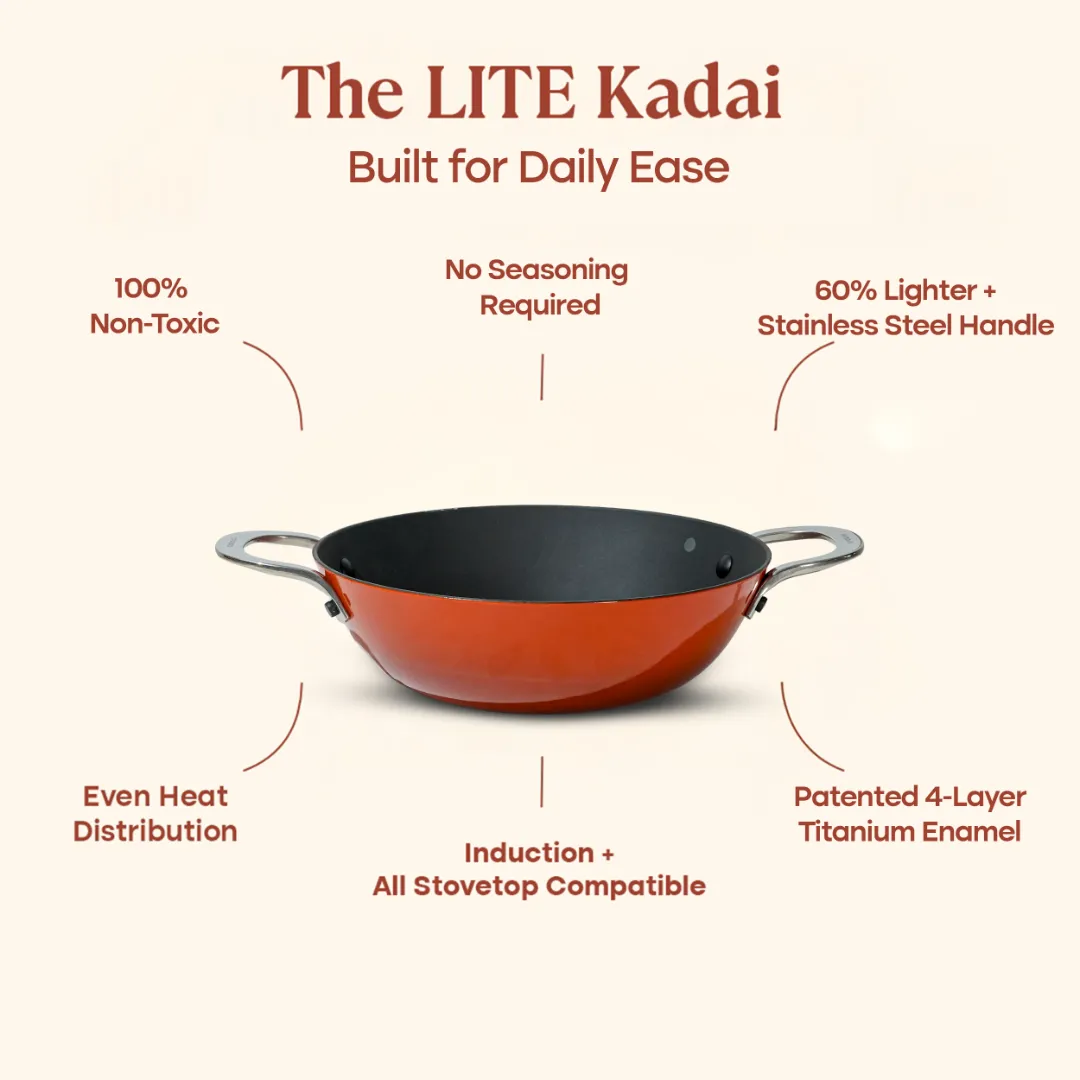 No. 9 Enamel Cast Iron Kadai LITE Without Lid (2.1L) - Image 9