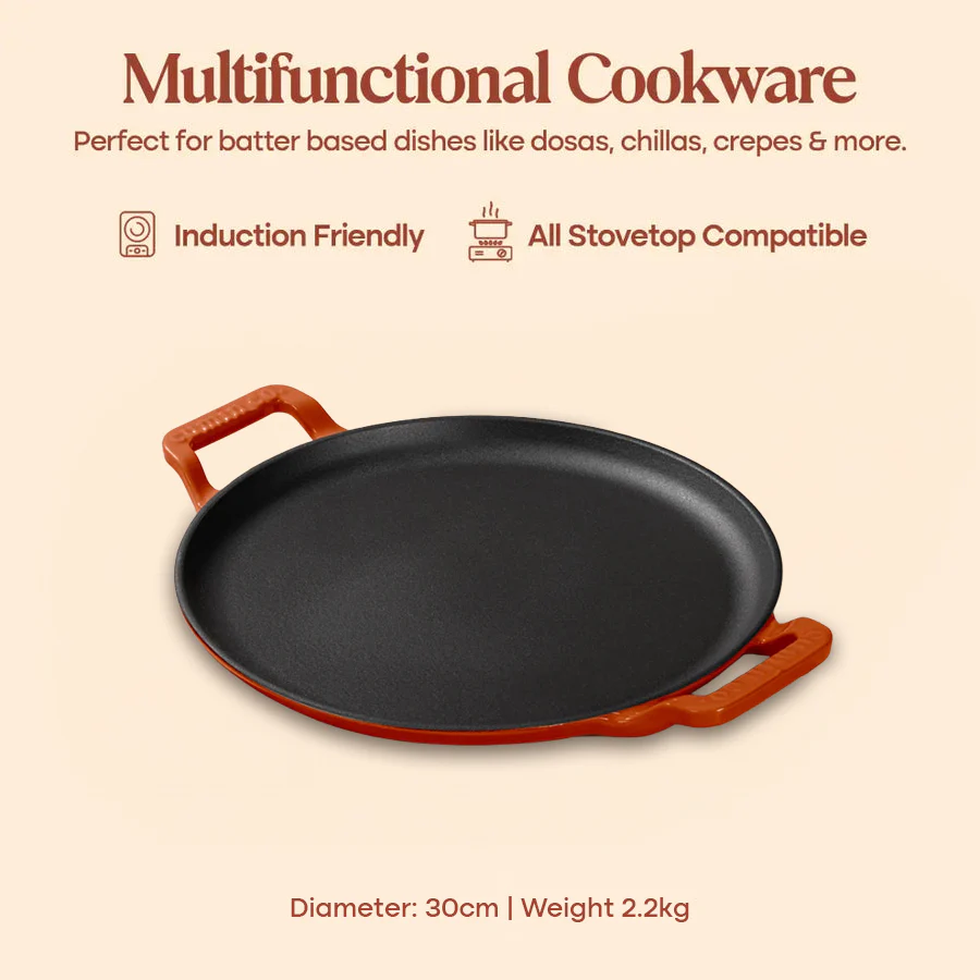 No. 12 Enamel Cast Iron Dosa Tawa (30cm) - Image 18