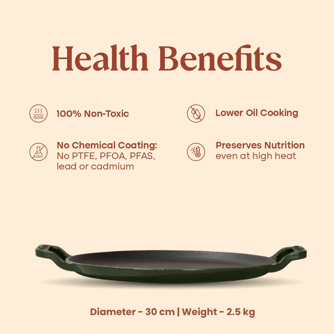 No. 12 Enamel Cast Iron Dosa Tawa (30cm) - Image 19
