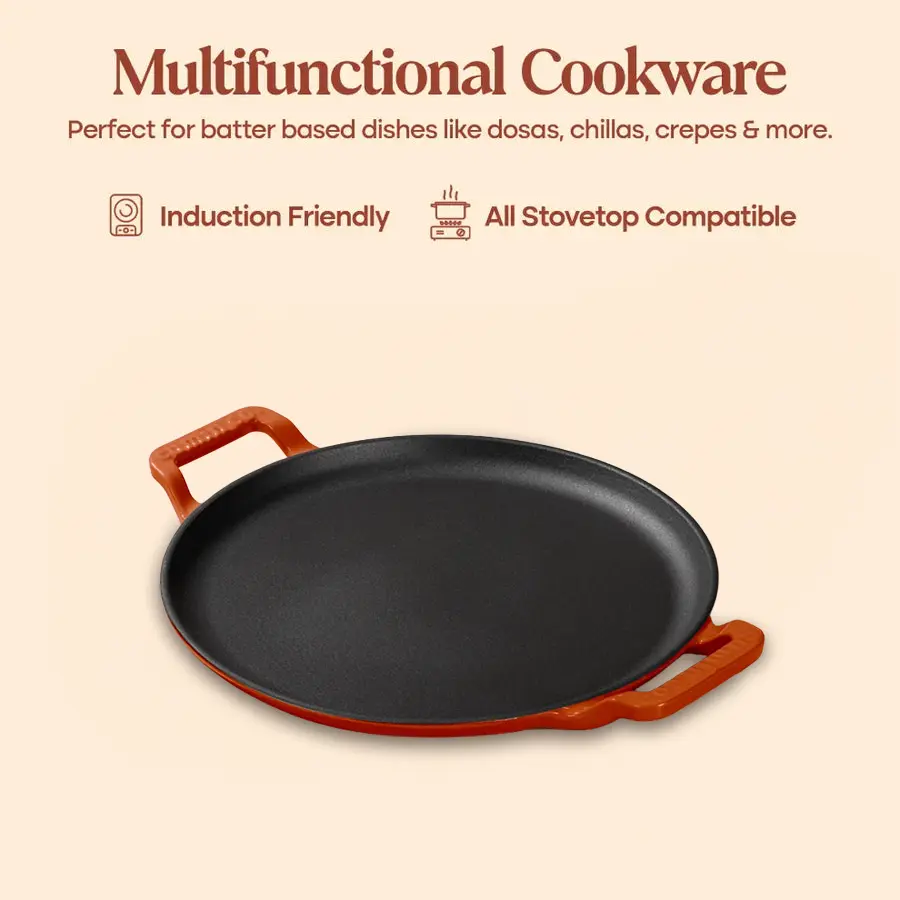 No. 12 Enamel Cast Iron Dosa Tawa (30cm) - Image 20