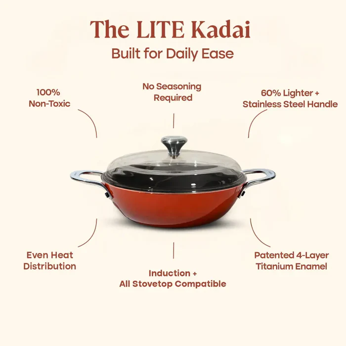 No. 13 Enamel Cast Iron Kadai LITE (5.5L) - Image 13