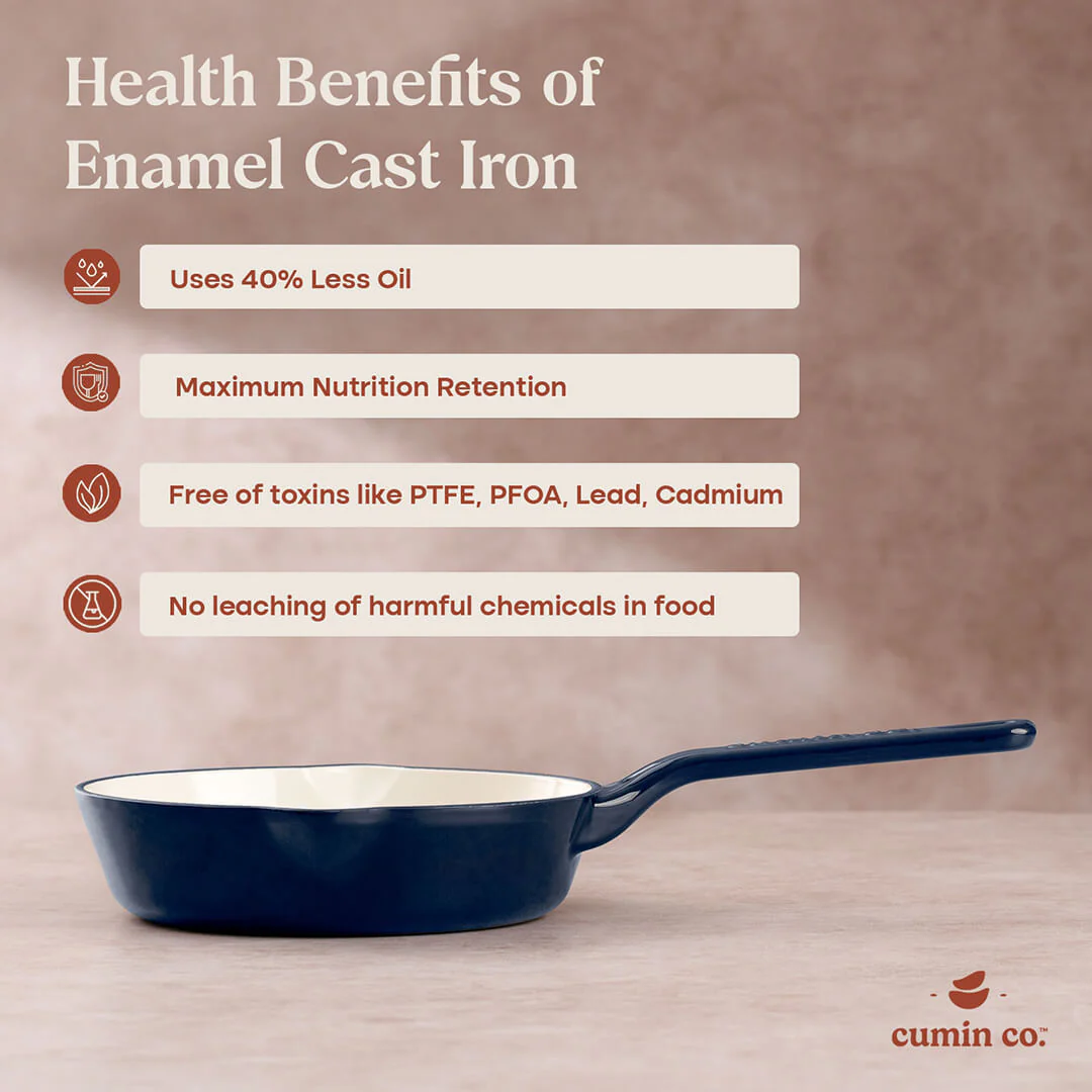 No. 8 Enamel Coated Cast Iron Pan (Blue) - Image 3