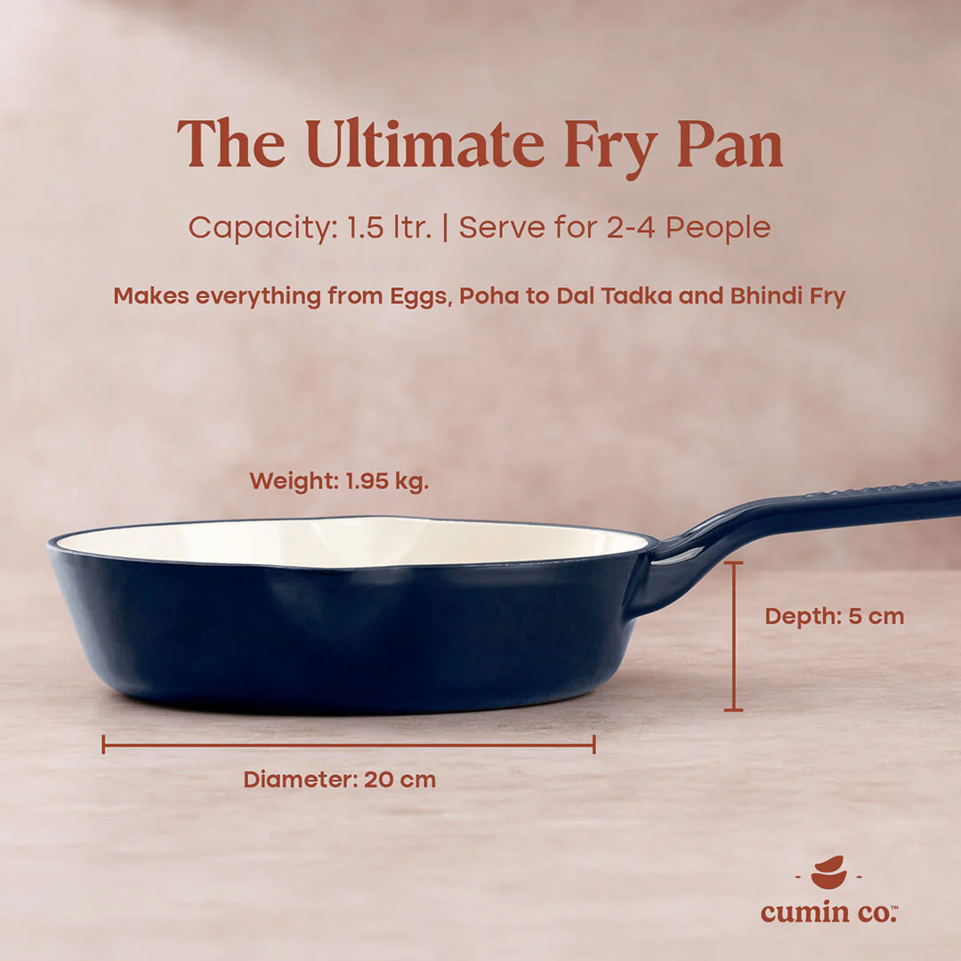 No. 8 Enamel Coated Cast Iron Pan (Blue) - Image 4
