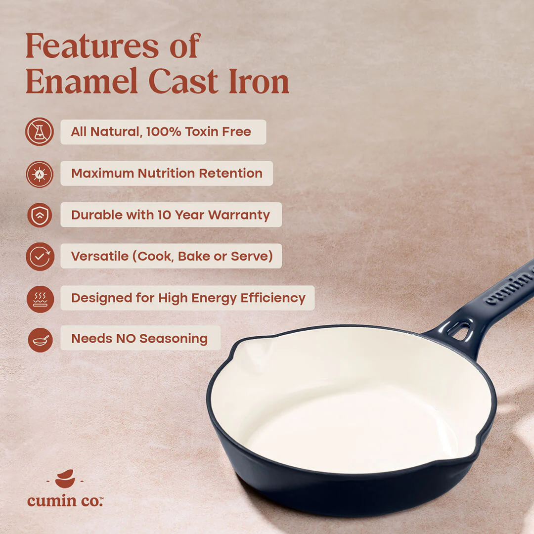 No. 8 Enamel Coated Cast Iron Pan (Blue) - Image 6
