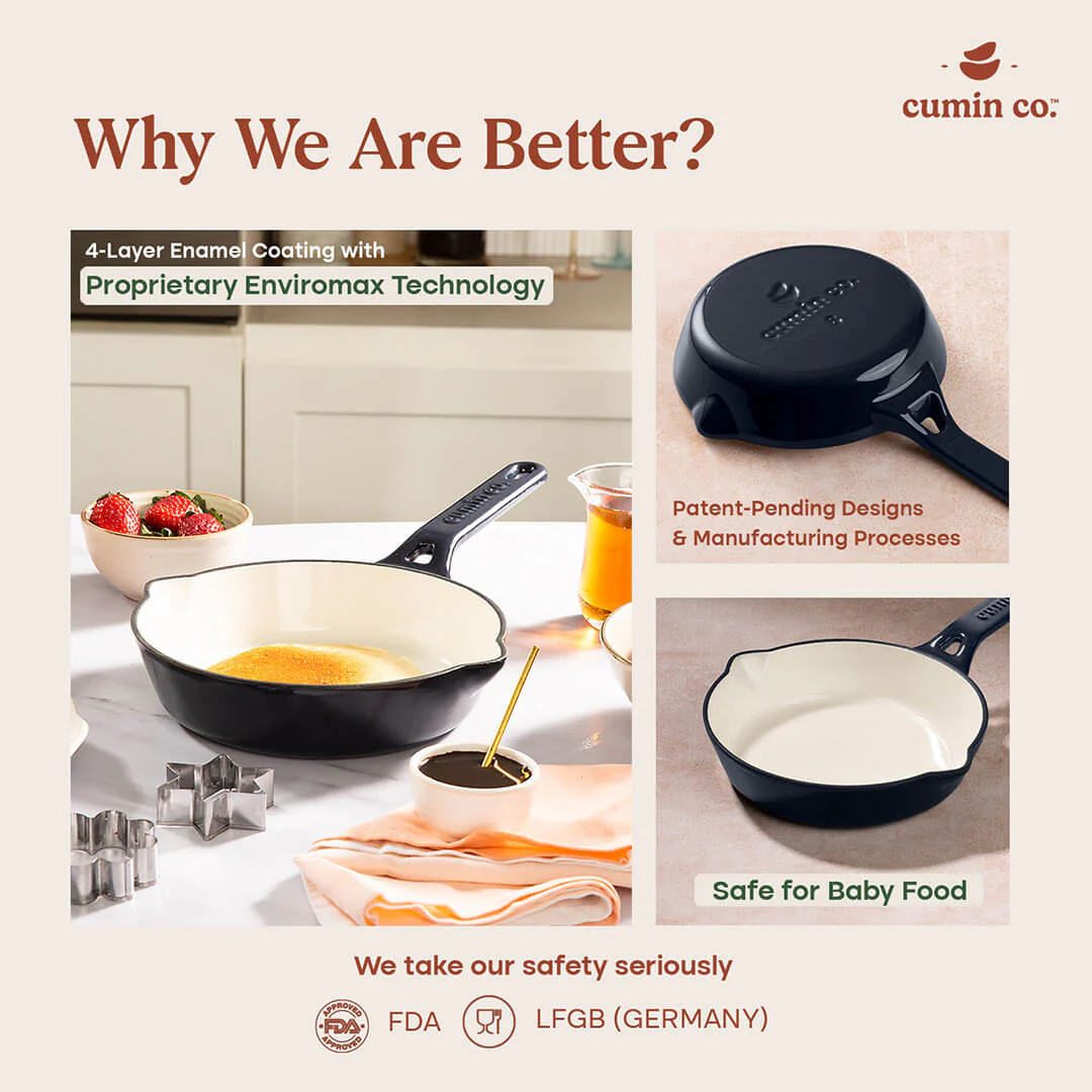 No. 8 Enamel Coated Cast Iron Pan (Blue) - Image 7
