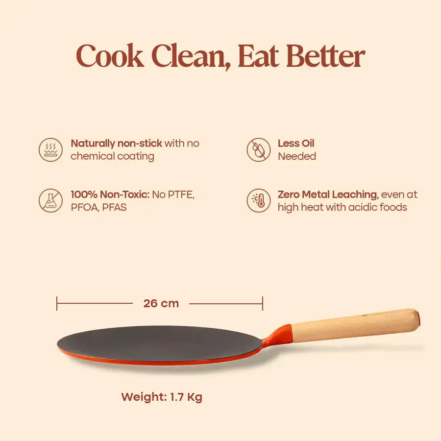 No. 10 Enamel Cast Iron Roti Tawa (26cm) - Image 15