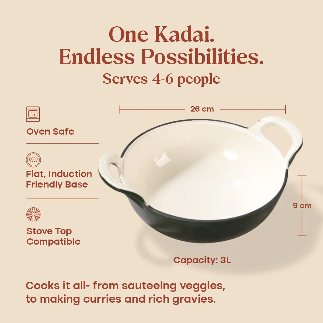 No. 10 Enamel Cast Iron Kadai (3L) - Image 13