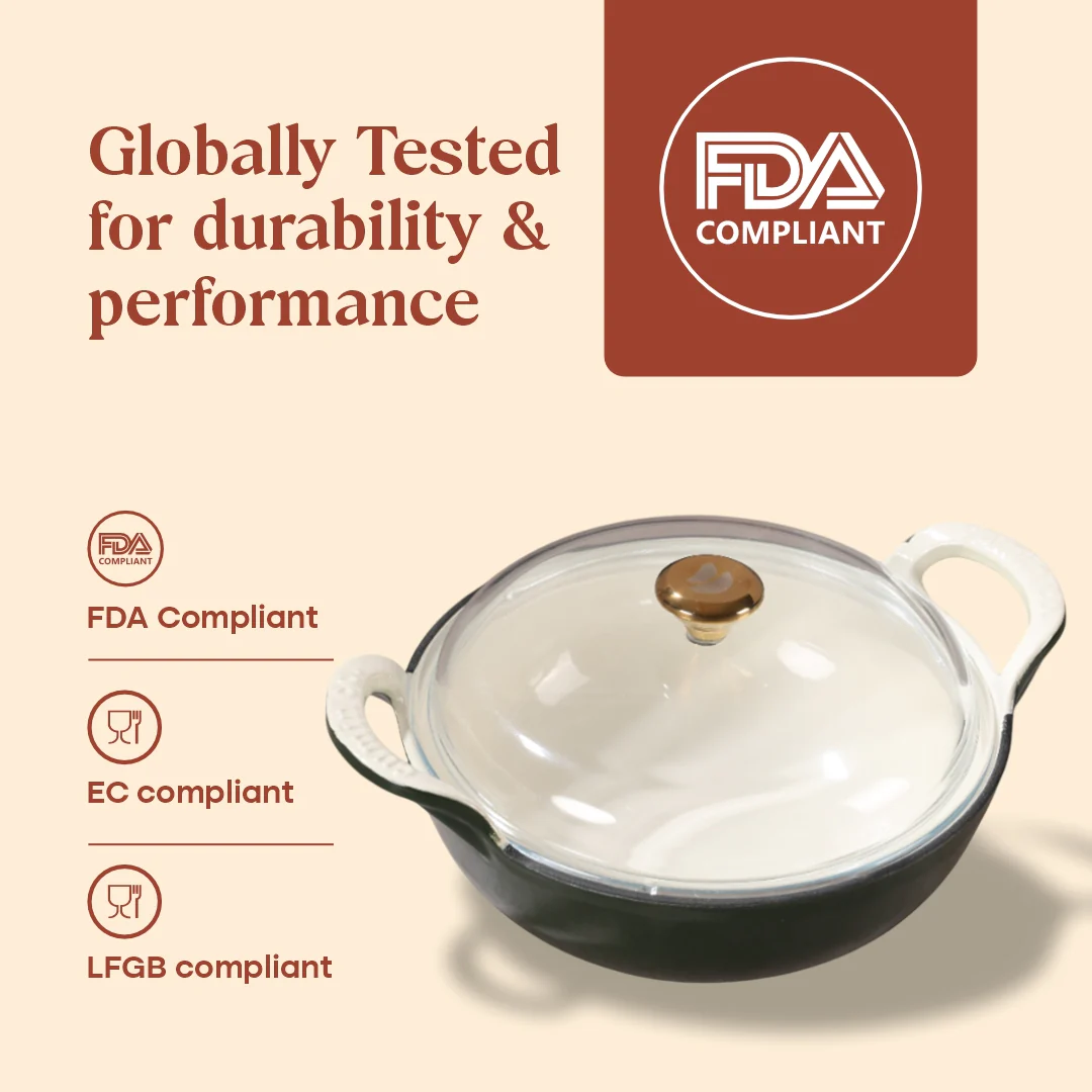 No. 10 Enamel Cast Iron Kadai (3L) - Image 16