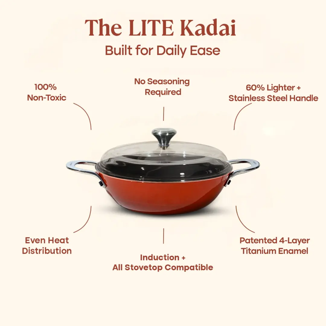 No. 9 Enamel Cast Iron Kadai LITE (2.1L) - Image 17